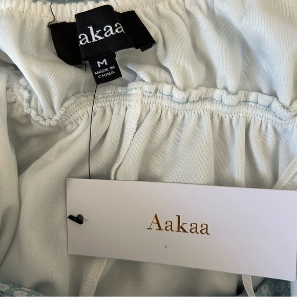 NWT, Aakaa Women’s Low Back Cami Strap Floral Print Blue & White Mini Dress, Med - Picture 2 of 6